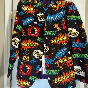 OppoSuits Pow Comic 3-Piece Suit with Blazer, Pants, and Tie NWT!